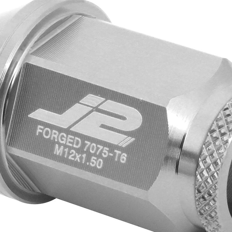 J2 Engineering LN-T7-023-15-SL Silver 7075 Aluminum M12X1.5 20Pcs L: 40mm Open End Lug Nut w/Socket Adapter - Image 3